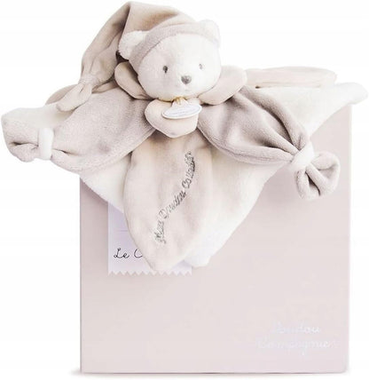 DOUDOU et COMPAGNE przytulanka komforter MIŚ, miękki pluszowy komforter dla niemowląt 0+