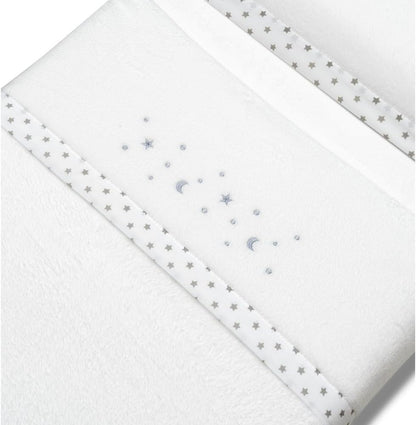 INTERBABY komplet pościeli do łóżeczka 60x120 cm Coralina, biała pościel niemowlęca z motywem gwiazdek
