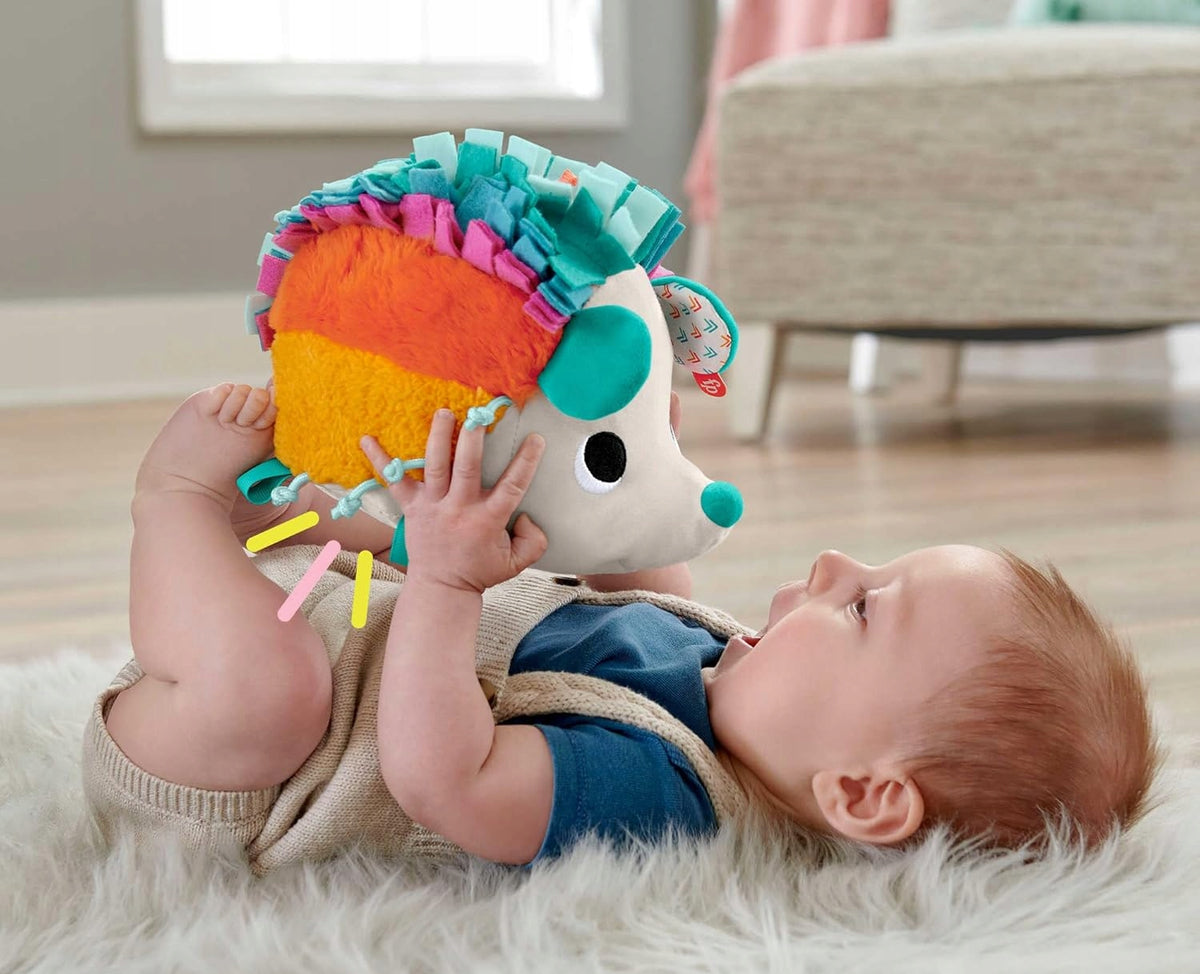 FISHER-PRICE HBP42 mięciutki jeż sensoryczny przytulanka dla niemowląt 3 m+, wielokolorowy, 21 cm