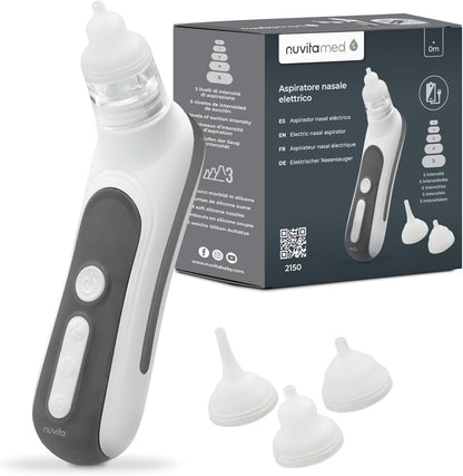 NUVITA aspiratore nasale con luce e musica + 3 punte, custodia e pinzetta O