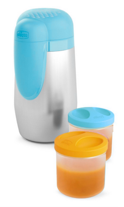 CHICCO termos din oțel inoxidabil + 2 recipiente 5h
