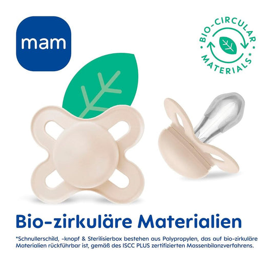 MAM Perfect Start smoczki uspokajające 2 szt. 0-2 mies. z bio-cyrkularnych materiałów, silikon SkinSoft