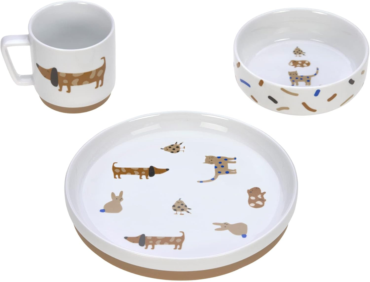 LASSIG Little Mateys set de vajilla de porcelana 3 piezas para niños
