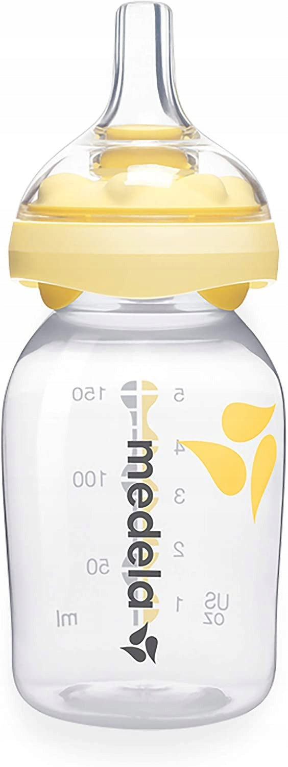 MEDELA butelka 150 ml + smoczek CALMA, żółta butelka dla niemowląt 0+ wolna od BPA