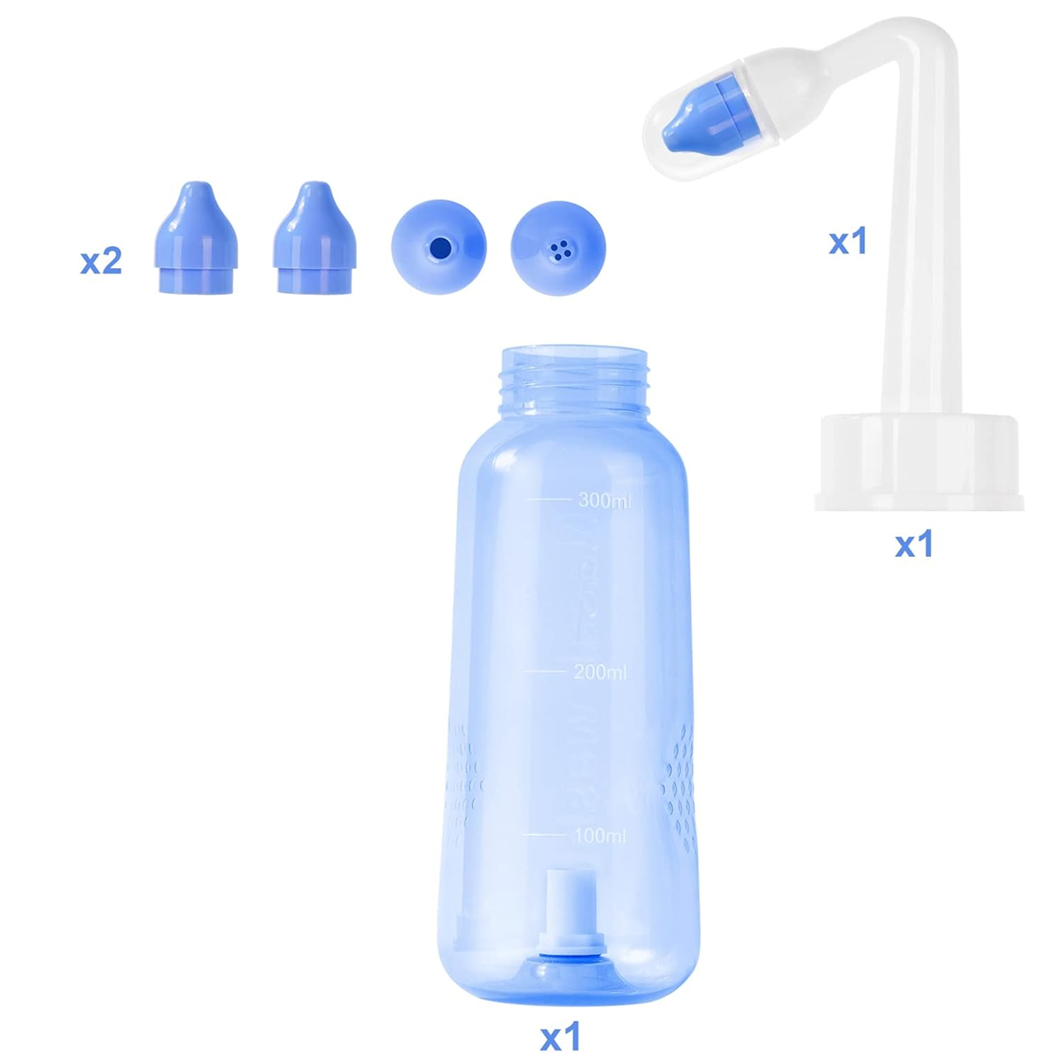 URAQT Neti Pot Nasenspüler für Kinder und Erwachsene, 2 Aufsätze, 300 ml
