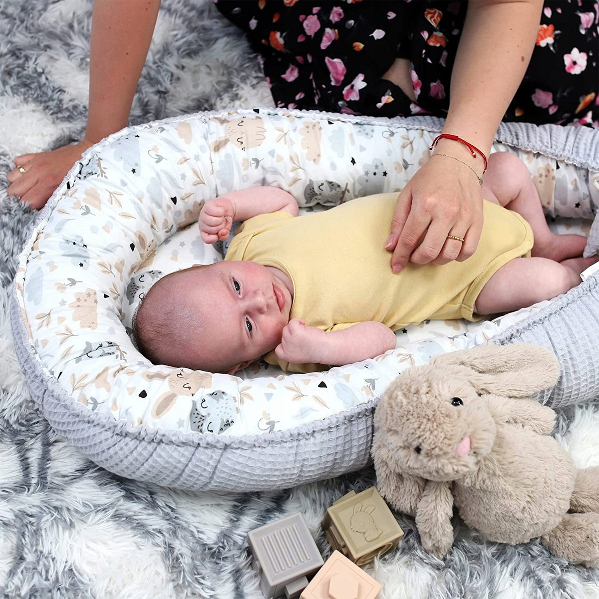 TOTSY BABY kokon niemowlęcy gniazdo 90 x 50 dla niemowląt, miękki dwustronny kokon z oddychającej bawełny