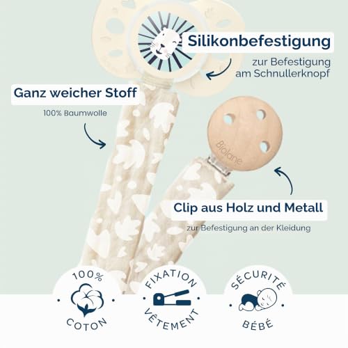 Biolane cotton pacifier clip holder
