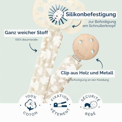 Biolane cotton pacifier clip holder
