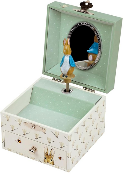 TROUSSELIER doosje met opwindbare muziekdoos 10,5 x 8,5 cm PIETJE KONIJN