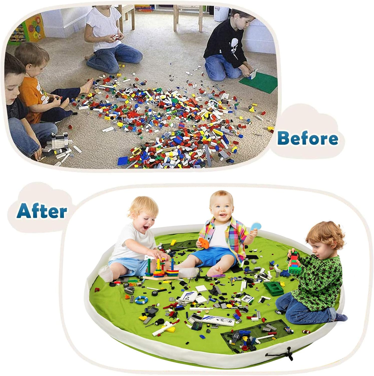 BELLESTYLE tapis de jeu sac de rangement pour jouets 150cm