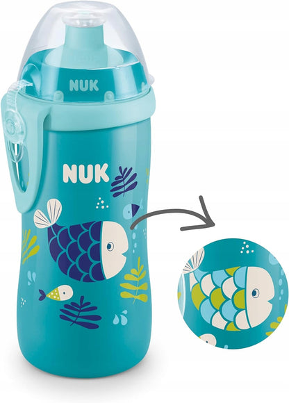 NUK Junior Cup LAHEV 18 m+ s náustkem push-pull 300 ml S CHAMELEONÍM EFEKTEM