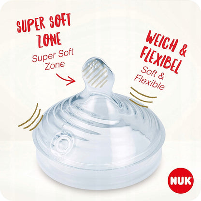 NUK Nature Sense zestaw butelek 3x, wiek 6-18 m smoczek silikonowy Soft & Flexible