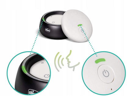 CHICCO audio cyfrowa niania elektroniczna DECT, biało-czarny monitor z funkcją Smart ECO Mode i alarmem