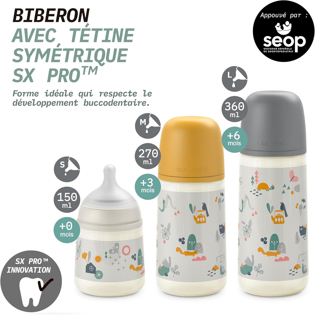 SUAVINEX fles met symmetrische speen SX PRO 360ml 6m+