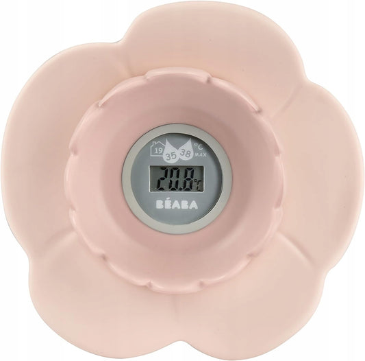 BEABA Lotus cyfrowy termometr 2w1 do kąpieli i pokoju, różowy, wyświetlacz cyfrowy, 0+
