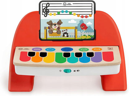 HAPE Cal's First drewniane pianinko dotykowe z nutkami 6 melodii, czerwone, 6 m+