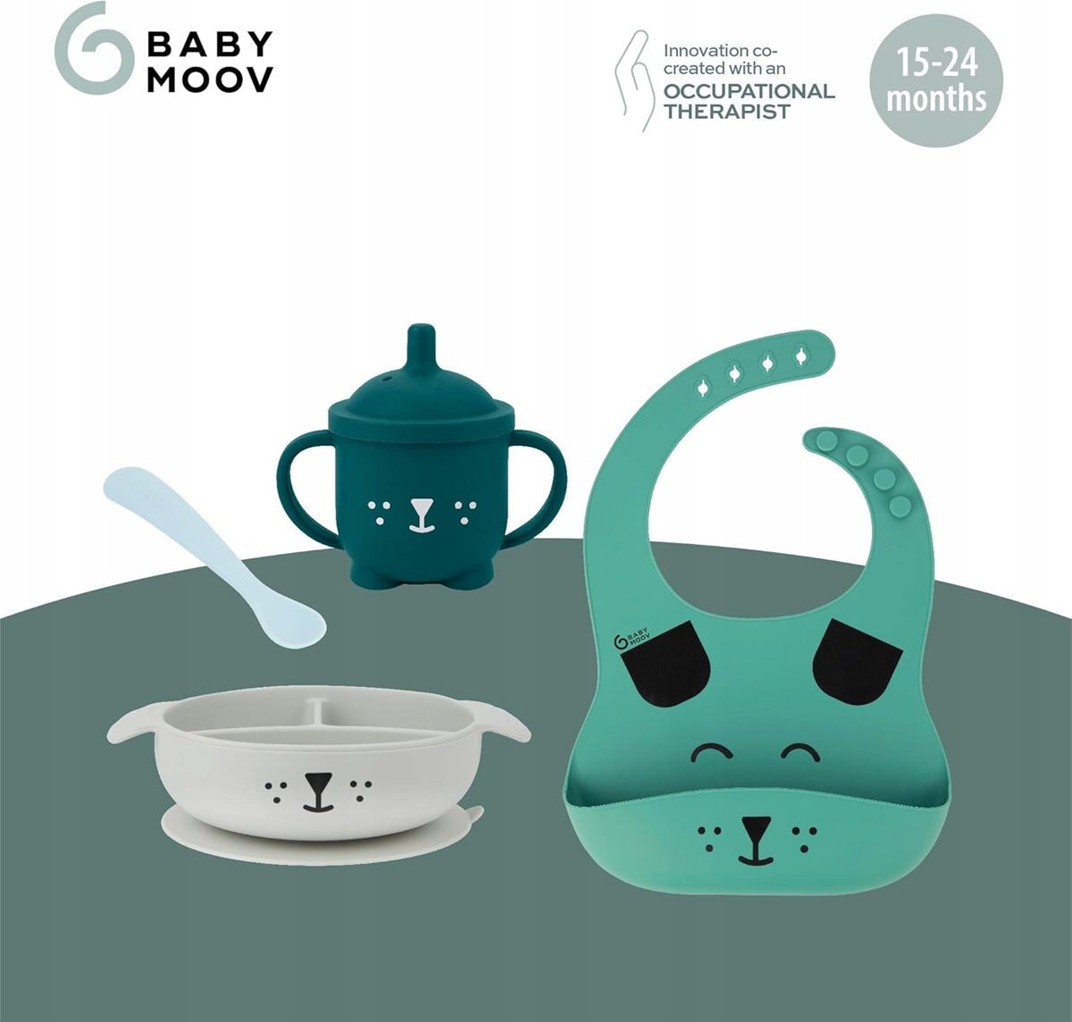 BABYMOOV LEARN'ISY servies set 15-24 maanden siliconen