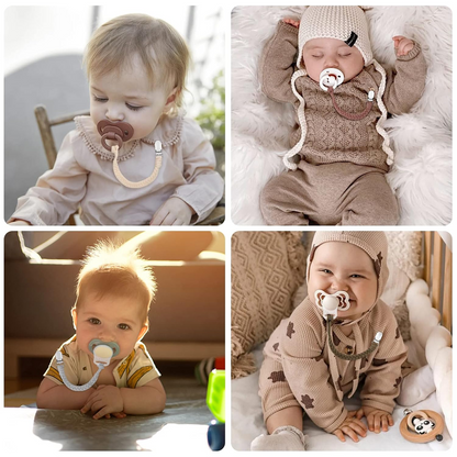 ANNHAO chaîne de sucette en coton avec clip 22 cm MARRON