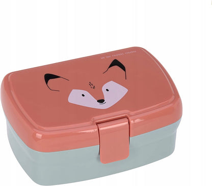 LASSIG zestaw śniadaniowy BIDON śniadaniówka, czerwony lunchbox z motywem lisa