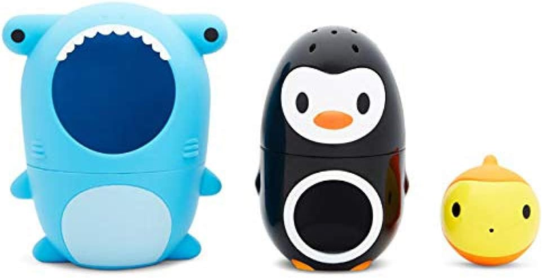 MUNCHKIN Sharky & Pals badspeelgoed 3-in-1 vis, pinguïn, haai