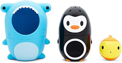 MUNCHKIN Sharky & Pals badspeelgoed 3-in-1 vis, pinguïn, haai