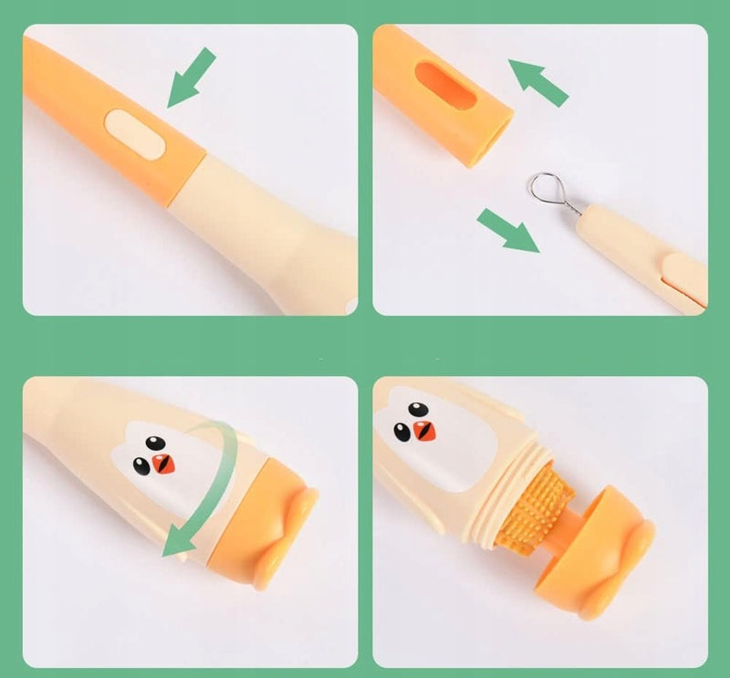 VICLOON 3-in-1 siliconen borstels voor het reinigen van flessen, fopspenen en rietjes 28cm