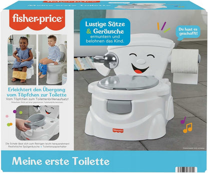 FISHER PRICE nocnik Moja Pierwsza Toaleta DE interaktywny nocnik z dźwiękami i uchwytem na papier