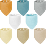 LULU MOON mousseline bandana slabbetjes met drukknoop 0-36mnd x8