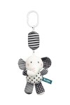 SENSILLO Kinderwagenhanger met Bijtring en Rammelaar BLACK&WHITE