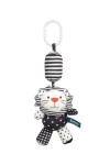 SENSILLO Kinderwagenhanger met Bijtring en Rammelaar BLACK&WHITE